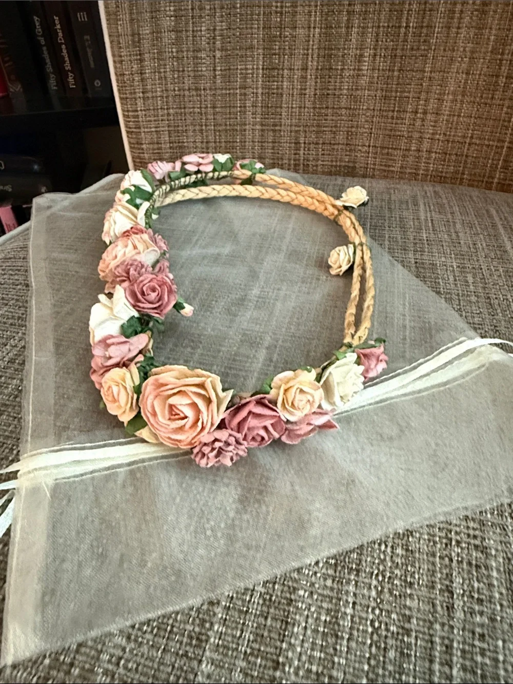 Floral Rose Braided Headband - Pink & Cream Women's Accessory